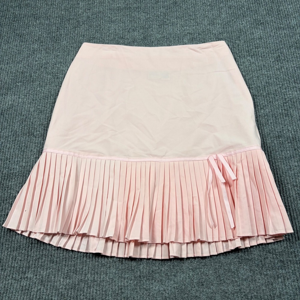Giorgio Fiorlini Collection Skirt Womens 14 Pink Pleated Hem Midi Bow Detail